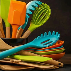 Cooks Boutique Silicone Wooden Utensils