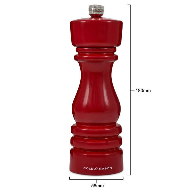 Cooks Boutique Pepper Mill Cole & Mason London Gloss Red 180mm Pepper Mill H233100