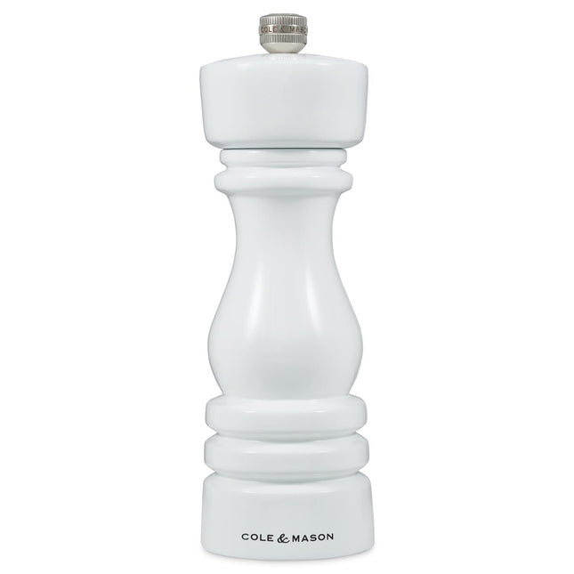 Cooks Boutique Pepper Mill Cole & Mason London Gloss White 180mm Pepper Mill H233094