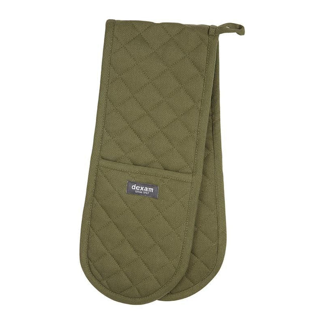 Cooks Boutique Oven Gloves Dexam Love Colour Double Oven Glove - Olive Green 16150511
