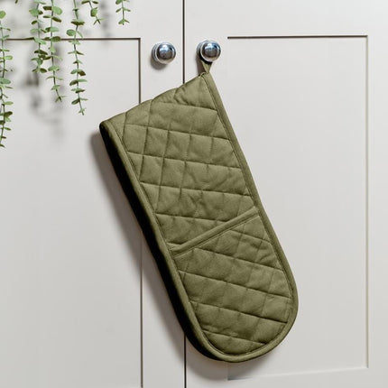 Cooks Boutique Oven Gloves Dexam Love Colour Double Oven Glove - Olive Green 16150511