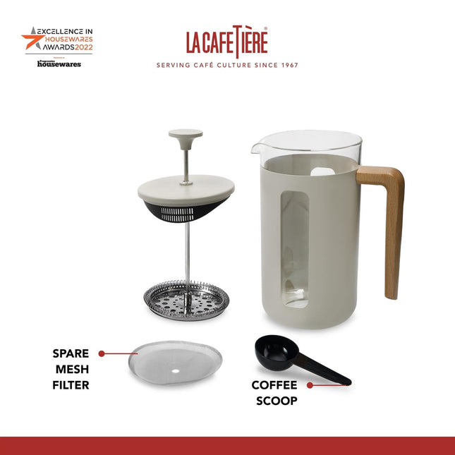 Cooks Boutique Cafetieres La Cafetiere Pisa 3 Cup Cafetiere 350ml Latte LCPISA3CPLATW