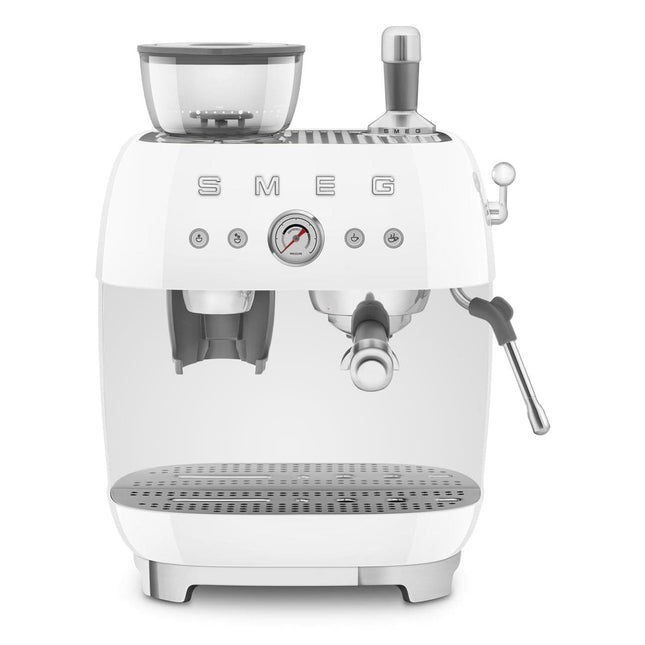 Cooks Boutique Bean to Cup Smeg Retro Style EGF03 Bean to Cup Espresso Coffee Machine - White EGF03WHUK