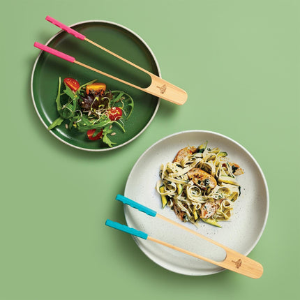 Cooks Boutique Tongs Zeal Bamboo Tongs with Silicone Ends Provence Blue J360K