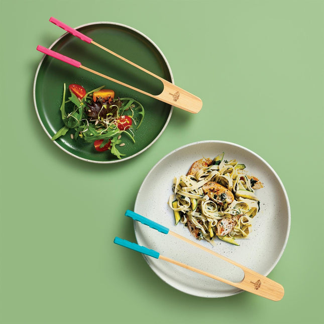 Cooks Boutique Tongs Zeal Bamboo Tongs with Silicone Ends Provence Blue J360K