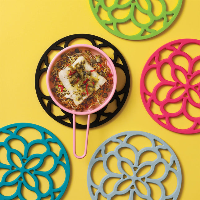 Cooks Boutique Trivets & Pot Stands Zeal Silicone Circular Trivet Mat Neon Pink J354H
