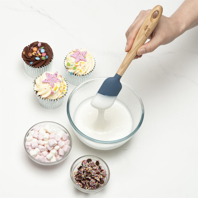 Cooks Boutique Spatulas Zeal Small Spatula Spoon w/ Ash Wood Handle Aqua J361A